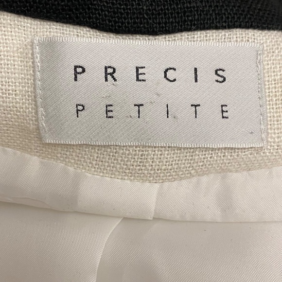 Vintage Precis Petite White and Black 100% Linen Blazer Jacket - Picture 5 of 11